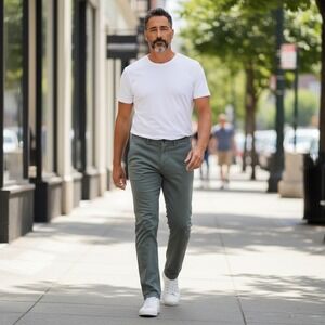 Club Monaco Connor Modern Slim Fit Chino Pants Mens 28x29 Grey Green Slate